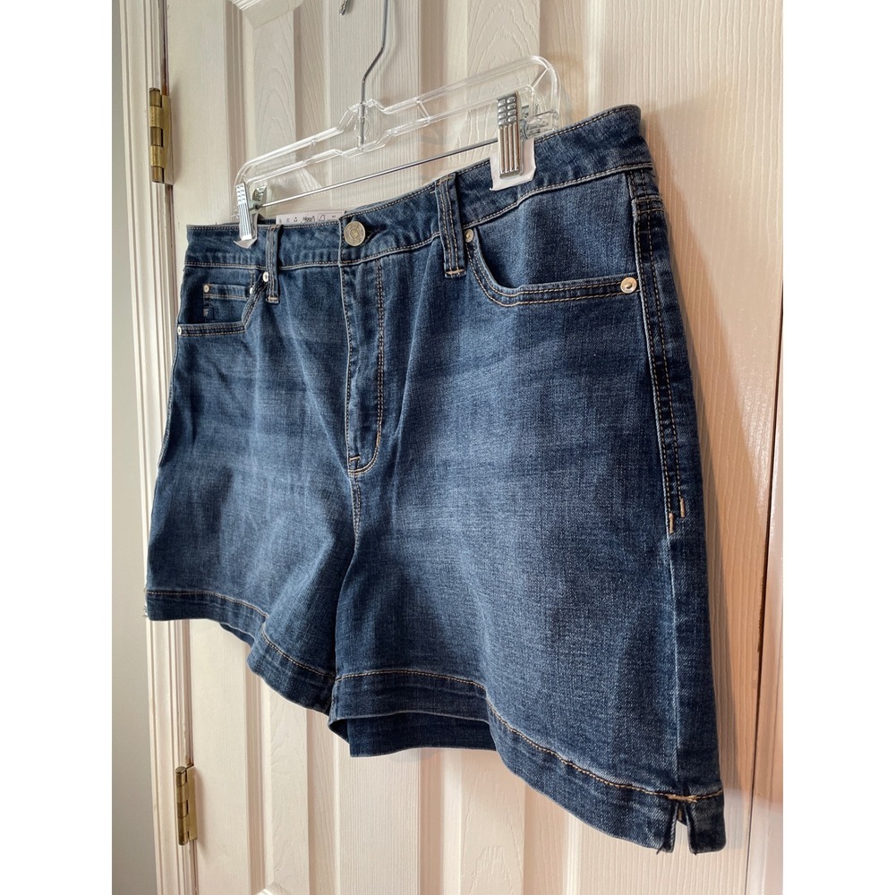 Seven7 High Rise Weekend Short Women's 16 Canyon Blue Clean Hem Plus Size New - Picture 3 of 13